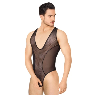 Body czarne M/L SoftLine 4609 - elegancka bielizna modelująca z siateczki