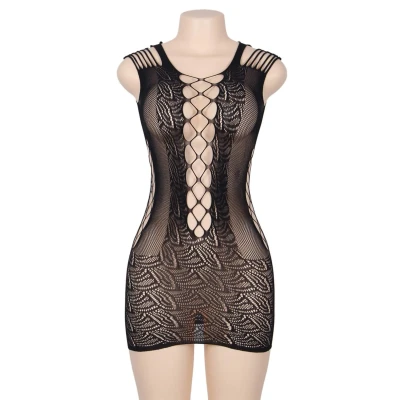 Sukienka wieczorowa H3161, czarna, rozmiar uniwersalny, elegancki fason z siateczką