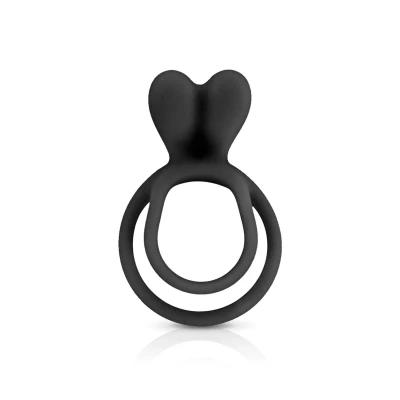 Podwójny pierścień erekcyjny z silikonowym otoczeniem, czarny, Glamy