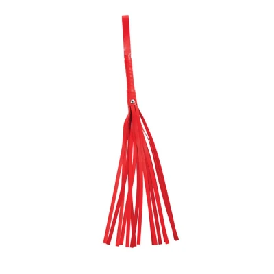 Flogger z czerwonej skóry PU, 43 cm - elegancki dodatek do intensywnych zabaw BDSM