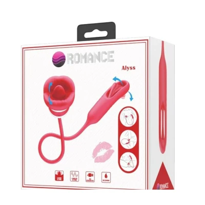 Masturbator ustny z wibracją Romance - Alyss, czerwony silikon ABS, 5 trybów