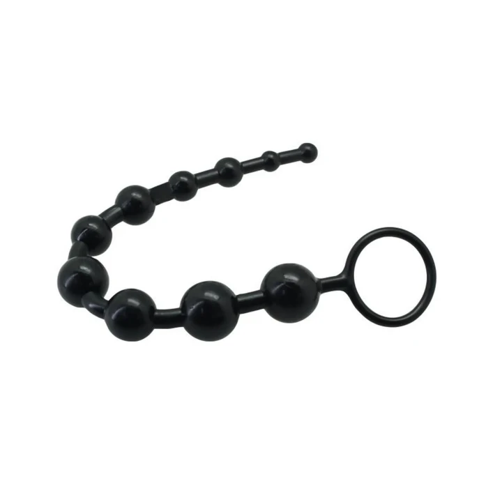 Zestaw dziesięciu kulek analnych Timeless Jelly 10, czarne, PVC bez ftalanów