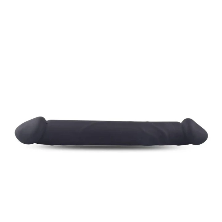 Podwójne dildo silikonowe Double Joy - dla par, wodoodporne, czarne, 23cm