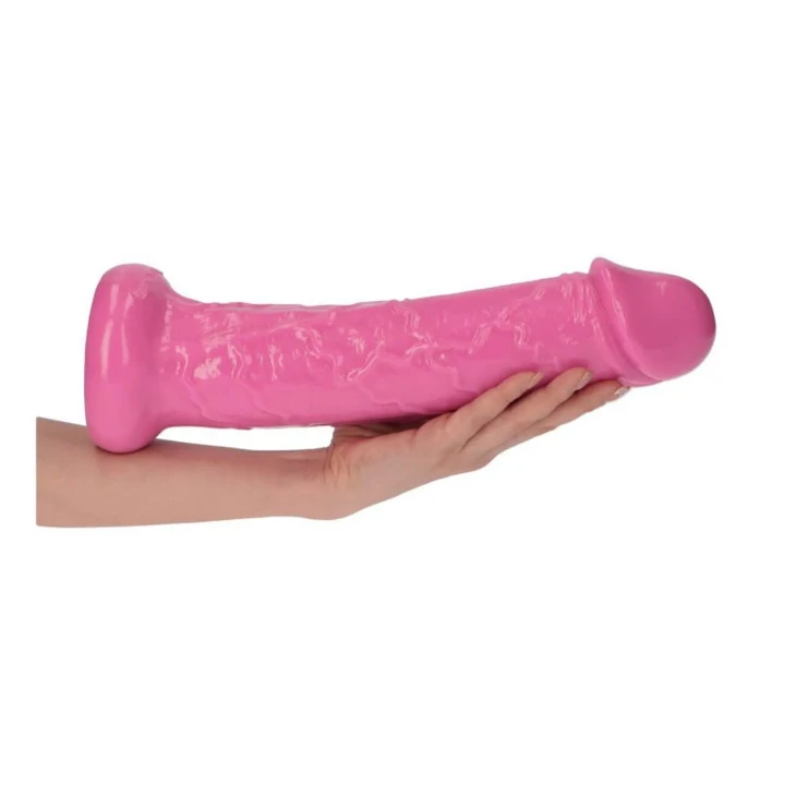Dildo do intensywnych doznań, 28,5 cm, różowy, włoski design z przyssawką