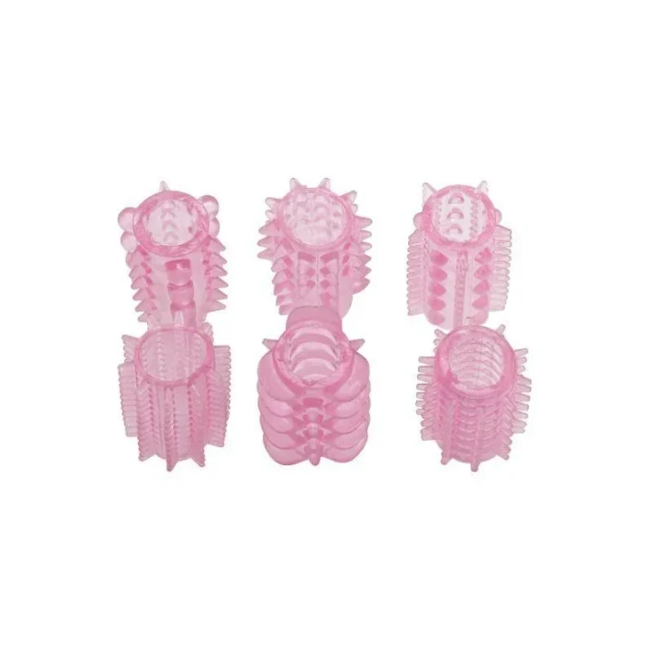 Zestaw 6 elastycznych pierścieni fallicznych do intensyfikacji doznań, różowy