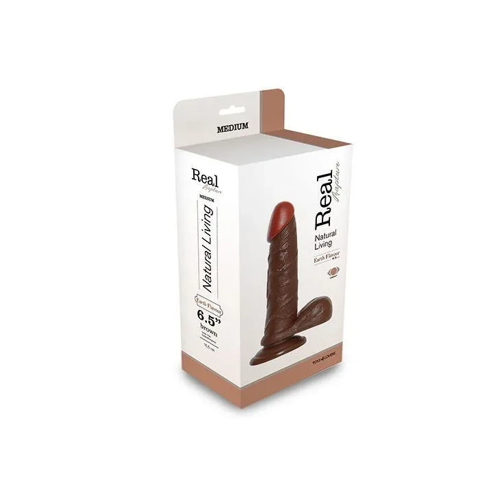 Realistyczny wibrator z przyssawką Real Rapture, brązowy, 6.5", PVC, z regulacją wibracji