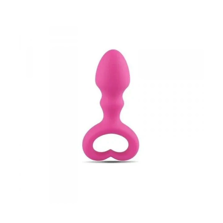 Zatyczka analna z sercowym uchwytem, silikonowa, stymulująca, komfortowa