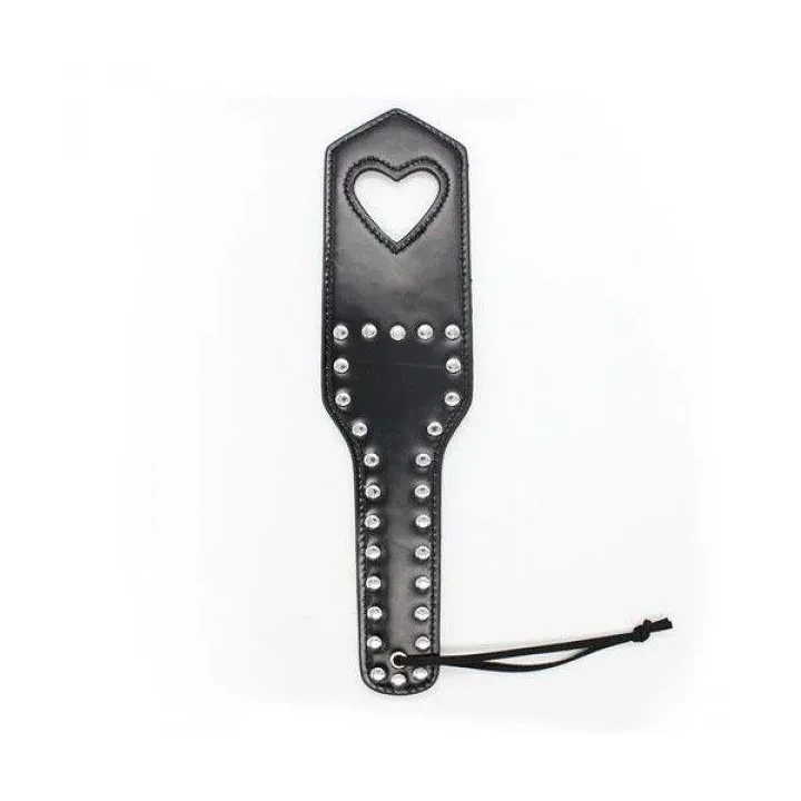 Pałka do uderzeń w kształcie serca z czarnej skóry Pejcz-Paletta