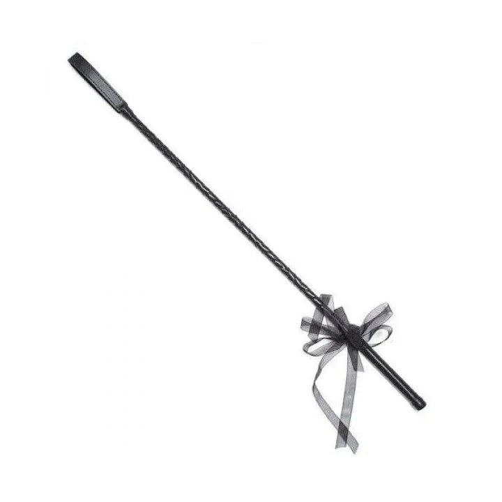 Pejcz skórzany Pejcz-Frustino Ribbon do zabaw BDSM, kolor czarny, elegancki