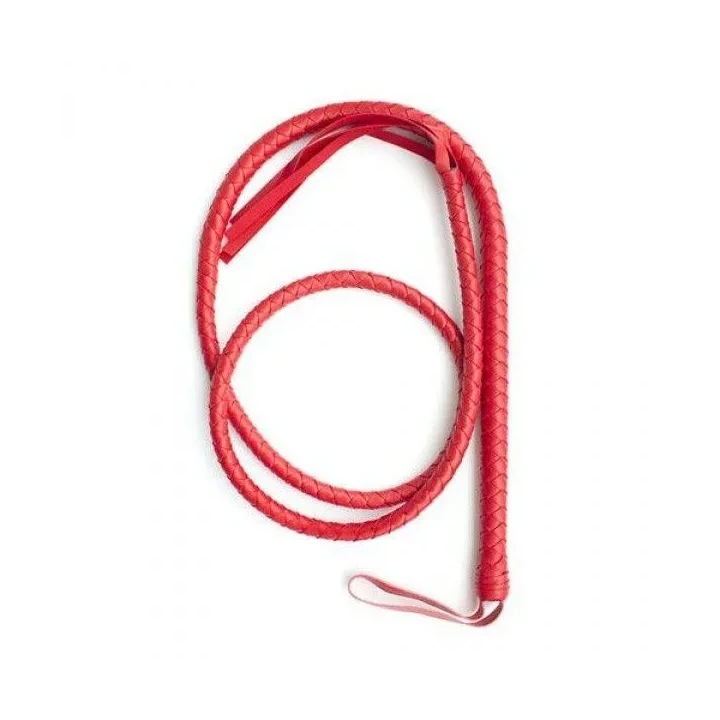 Pejcz BDSM Indy Flog Whip czerwony ze skóry - zabawka erotyczna dla każdego poziomu zaawansowania