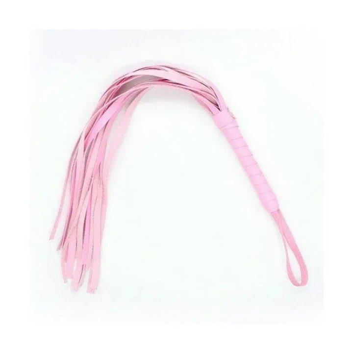 Pejcz BDSM z frędzlami, skórzany Squash Whip w kolorze różowym