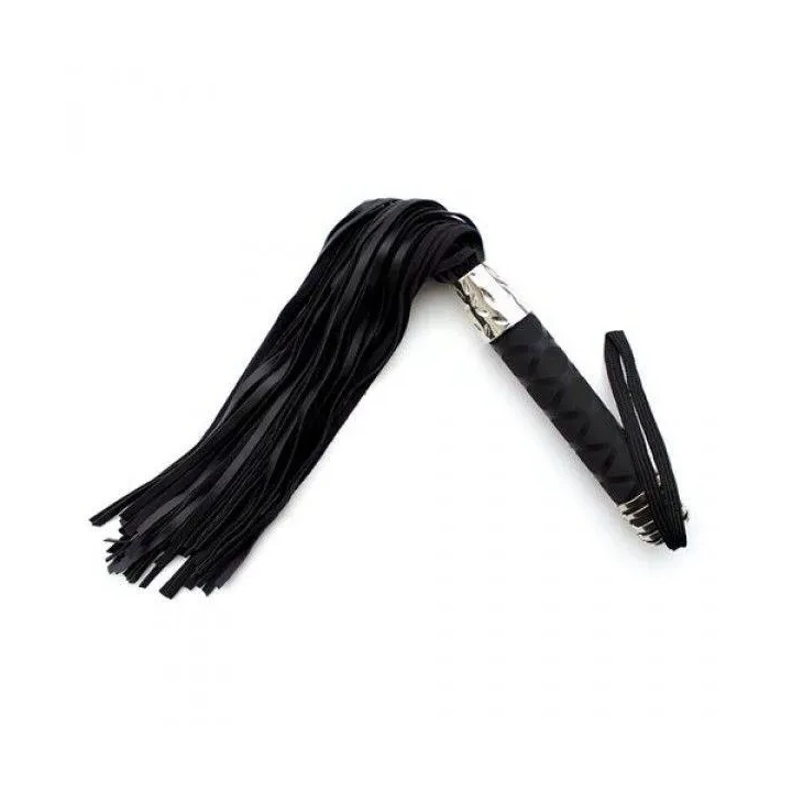Flogger skórzany Hard Whip czarny z frędzlami dla entuzjastów BDSM