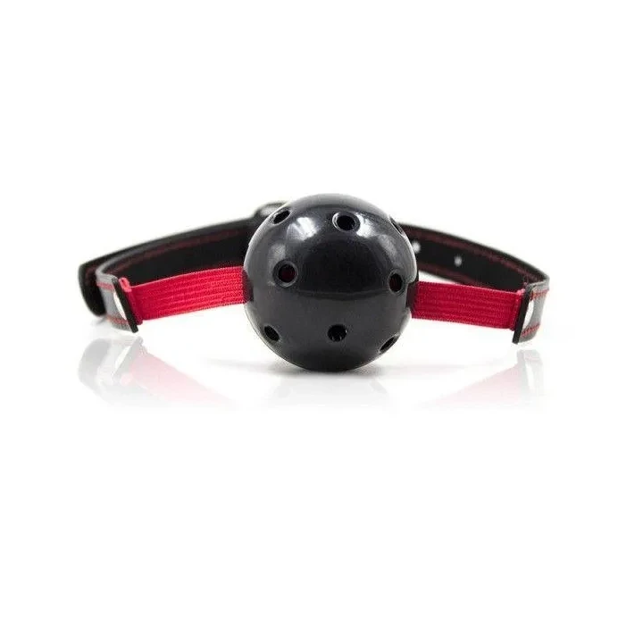 Knebel oddechowy z piłką, elastyczny i bezpieczny, czarny, z wentylacją