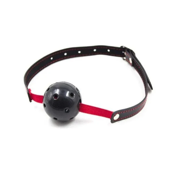 Knebel oddechowy z piłką, elastyczny i bezpieczny, czarny, z wentylacją