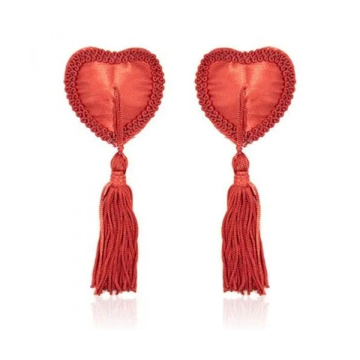 Nakładki na sutki w kształcie serca z frędzlami – Czerwone Bielizna-Heart