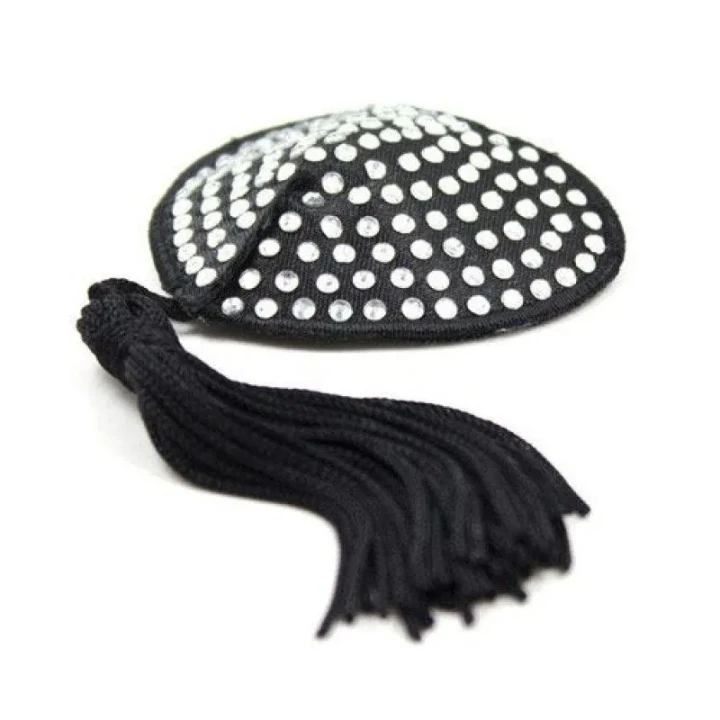 Błyszczące frędzle na sutki w kształcie serca - srebrne akcesoria erotyczne