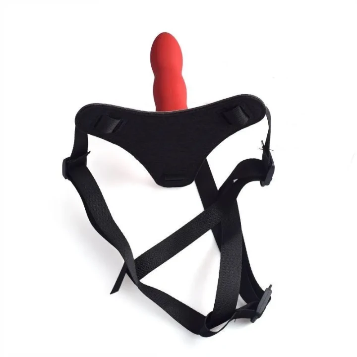 Regulowany pas strap-on z falusem - Czerwony Toyz4Lovers, 12.5 cm długości, 3.5 cm średnicy