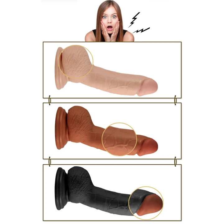 Ultra-realistyczne dildo o długości 17 cm z mocną przyssawką i wodoodpornym PVC