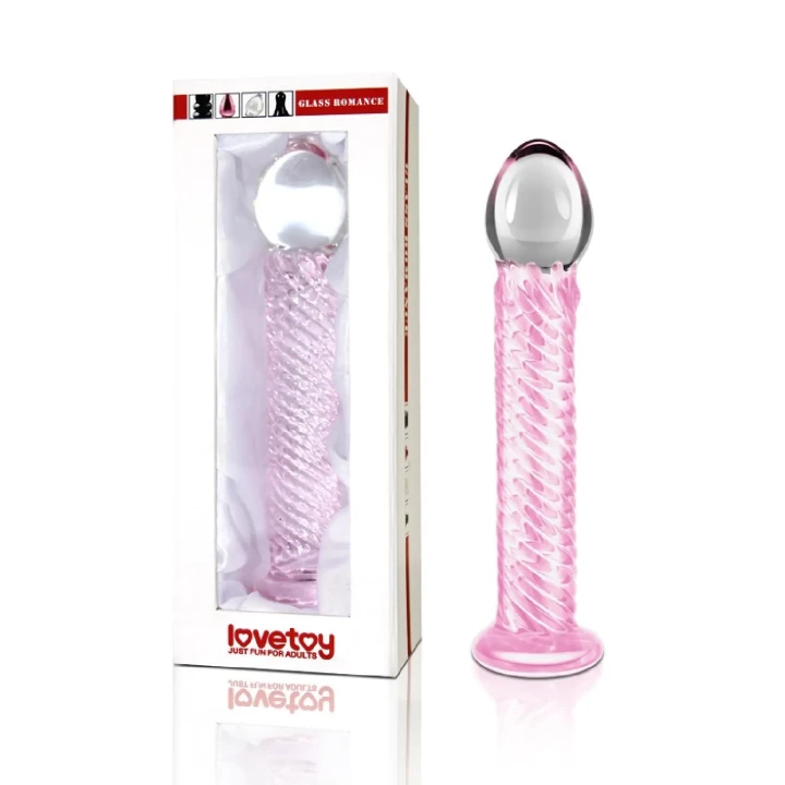 Szklane dildo "Romance Pink" 7,5 cala, różowe, ze szkła borokrzemowego, zakrzywione