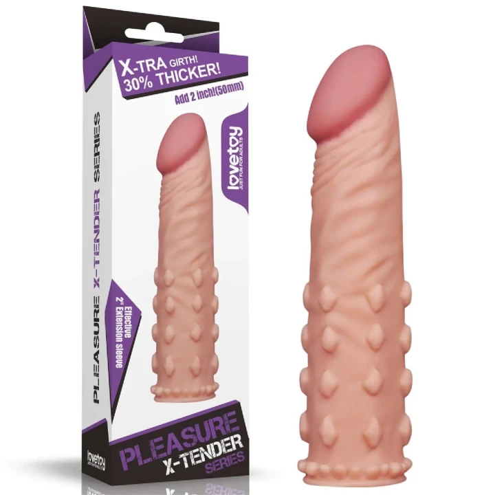 Rękaw przedłużający penisa Add 2" Pleasure X Tender - realistyczny, miękki, na 1 cal wydłużający