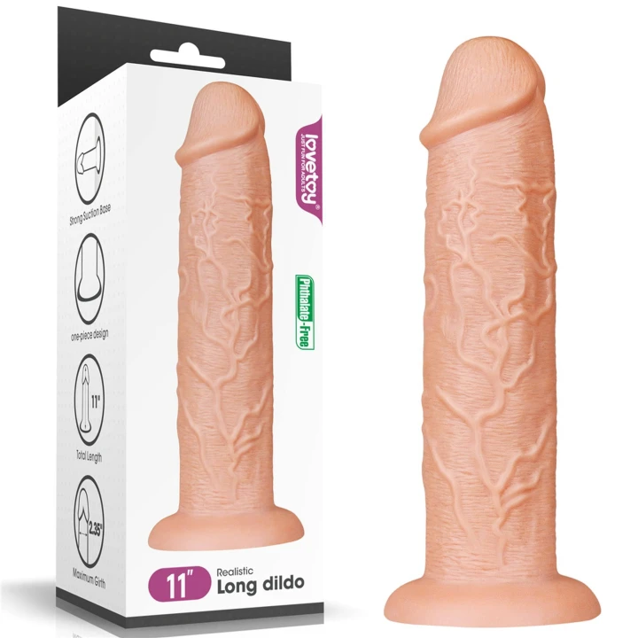 Realistyczne dildo 11'' z przyssawką, wykonane z PVC, długość 28 cm, szerokość 6 cm