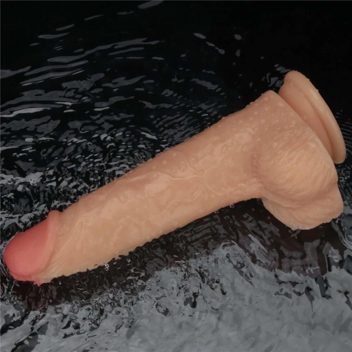 Wibrujące dildo 9 cali Power Basics Cock, wodoodporne, mocna przyssawka, 10 trybów wibracji