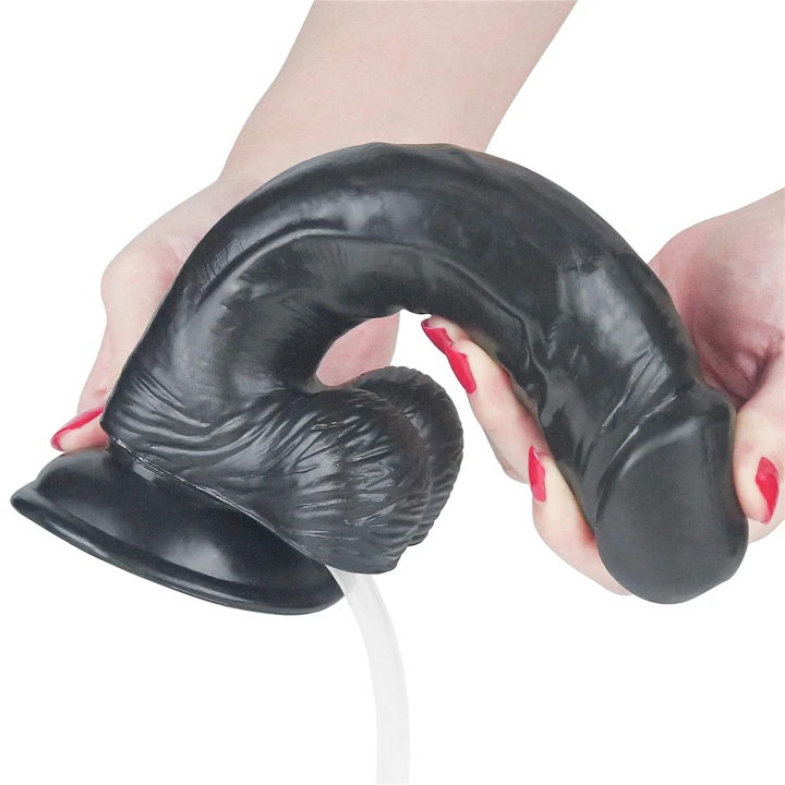 Dildo do stymulacji vaginalnej i analnej 9'' Squirt Extreme, czarne PVC