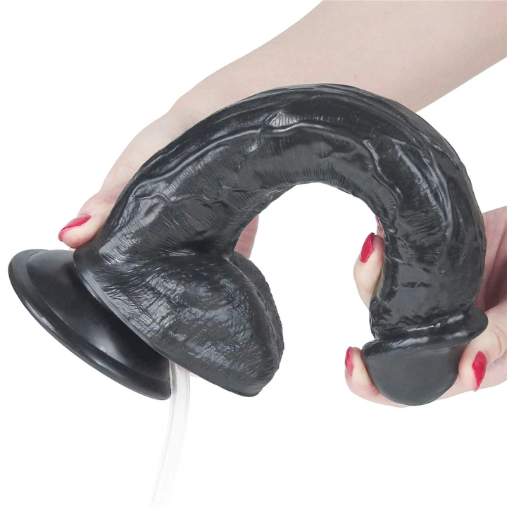 Dildo silikonowe o długości 28 cm z przyssawką - czarny, do zabaw intymnych