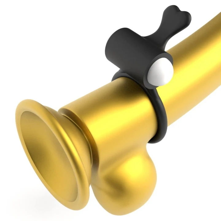 Wibracyjny pierścień na penisa z silikonu - Power Clit, czarny, 4 cm