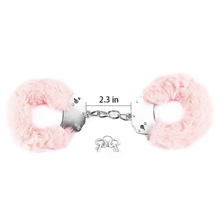 Kajdanki różowe z futerkiem dla par - Fetish Pleasure Fluffy Handcuffs