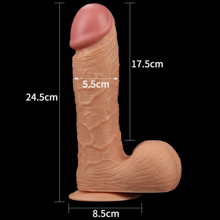 Realistyczne dildo 24,5 cm o przyssawce, wodoodporne, elastyczne - King Size 9
