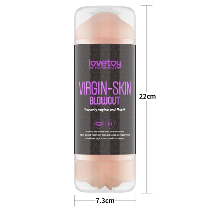 Masturbator dwustronny Virgin-Skin z wibracjami, długość 22,4 cm, średnica 6,8 cm