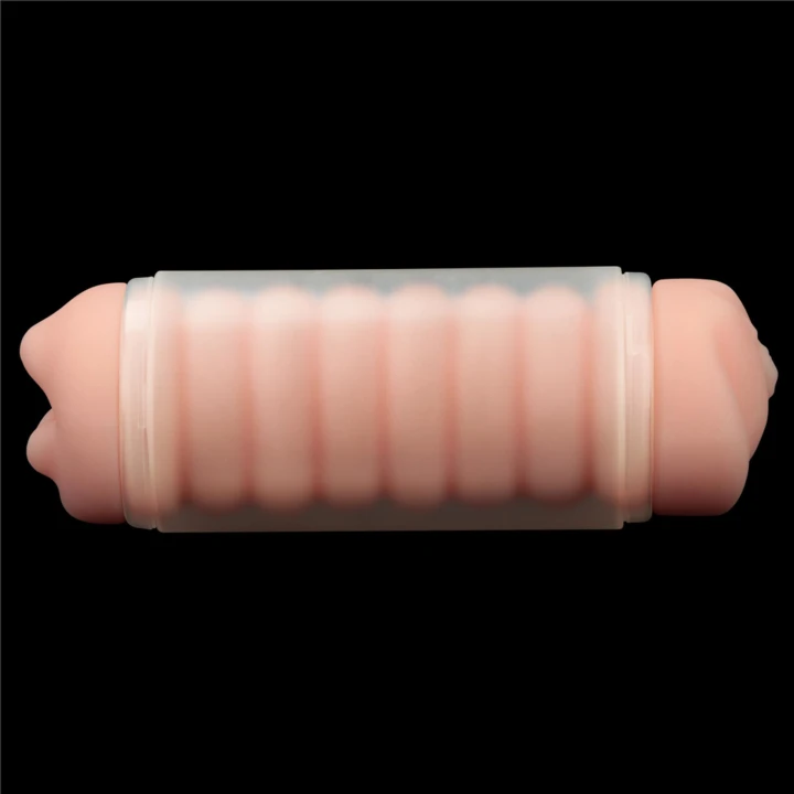 Masturbator dwustronny Virgin-Skin z wibracjami, długość 22,4 cm, średnica 6,8 cm