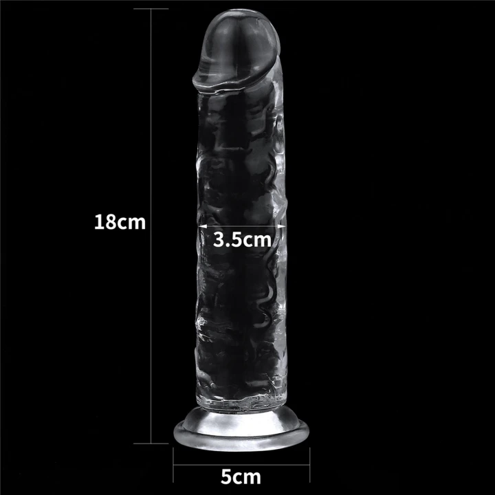 Realistyczne dildo przezroczyste 18 cm z przyssawką, materiał TPE, super miękkie
