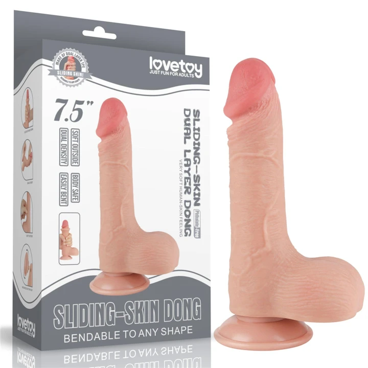 Dildo realistyczne 7,5'' z podwójną gęstością i przyssawką, materiał TPE