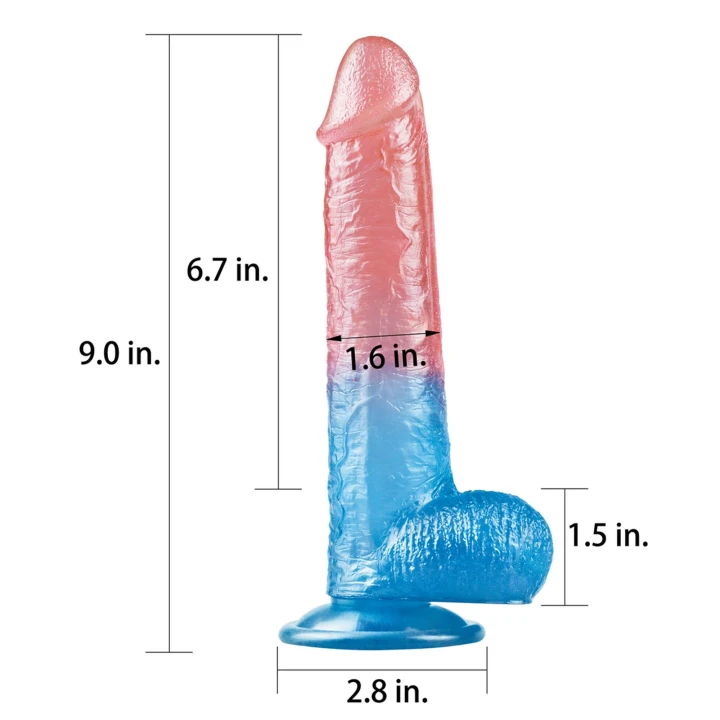 Realistyczne dildo 23 cm z przyssawką, TPE, 4 cm średnicy - 9'' Dazzle Studs