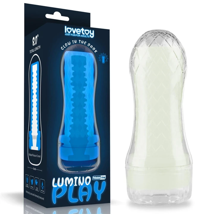 Masturbator męski Lumino Play, żebrowany, świecący w ciemności, z TPE, 20.5 cm