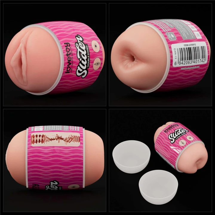 Dwustronny masturbator wibracyjny z symulacją pochwy i anus 10,3 cm