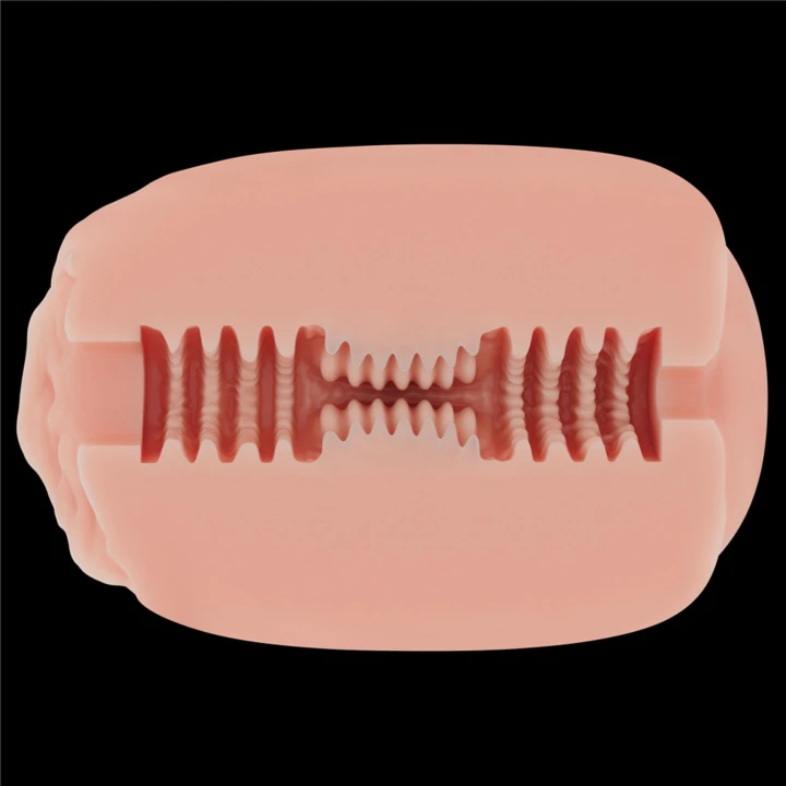 Dwustronny masturbator do intymnej stymulacji - pochwa i anus, TPE, naturalny kolor