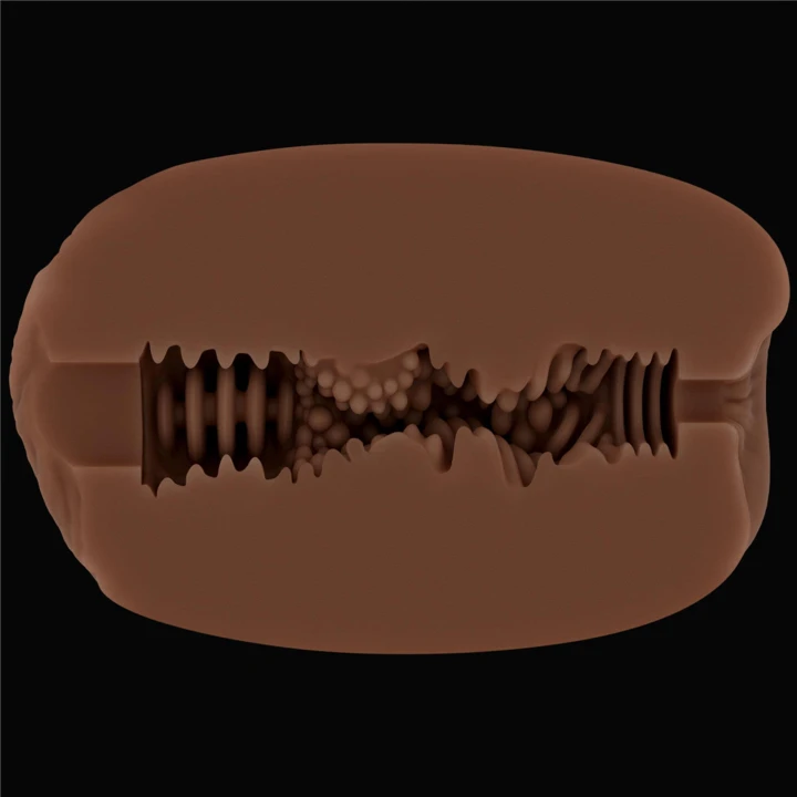 Dwustronny masturbator analno-pochwowy z innowacyjną strukturą TPE, 6,2 x 10,3 cm