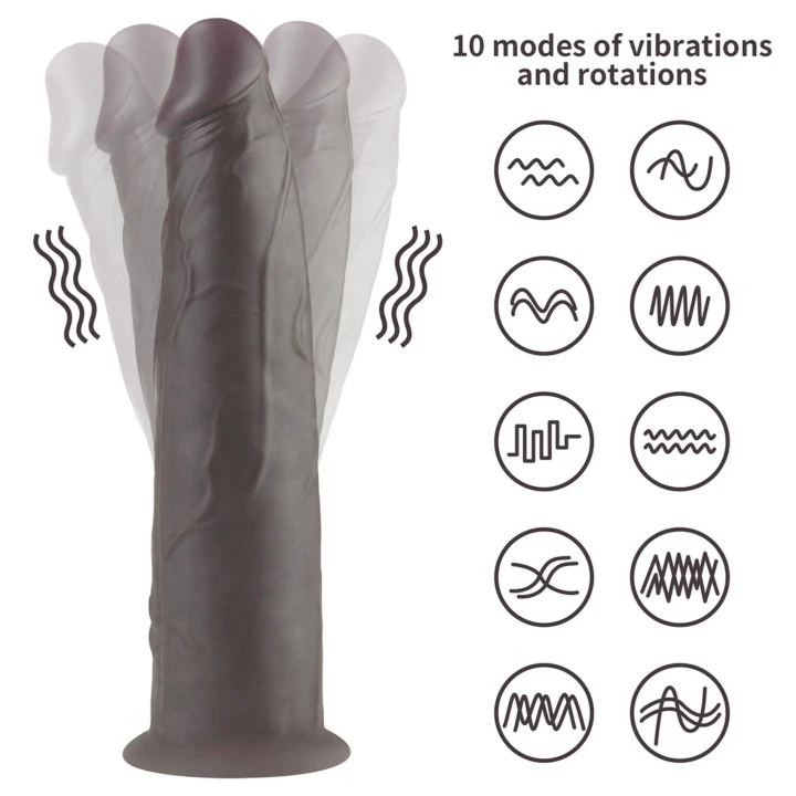 Wibracyjny i rotujący dildo z platynowego silikonu, 9 cali, 10 trybów, wodoodporny