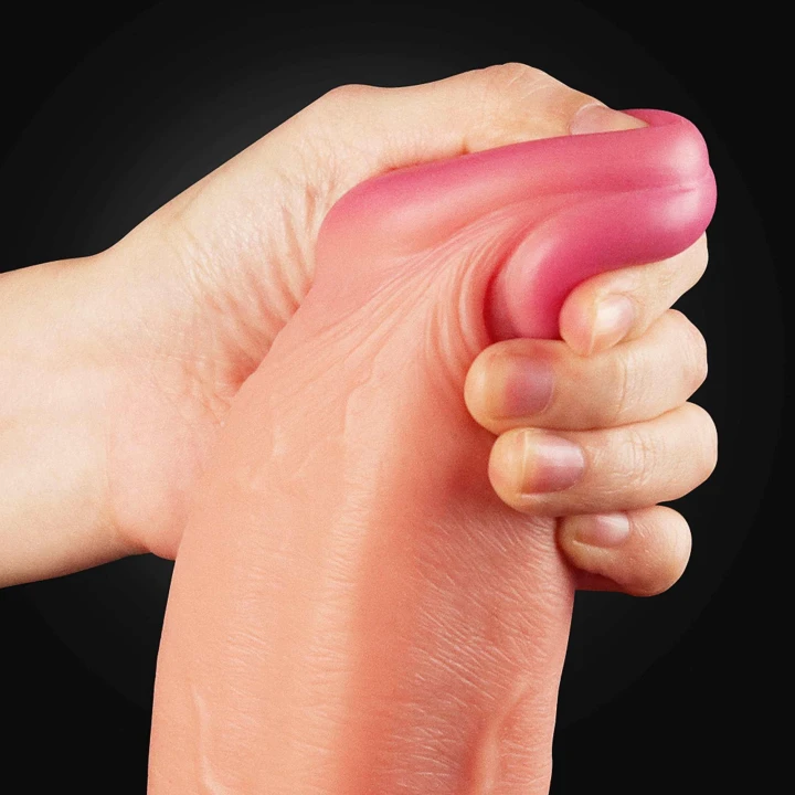Dwuwarstwowe dildo z platynowego silikonu 30.5 cm, realistyczne z przyssawką