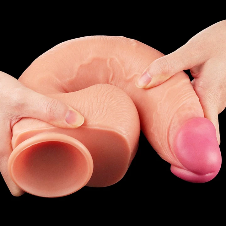 Dwuwarstwowe dildo z platynowego silikonu 30.5 cm, realistyczne z przyssawką