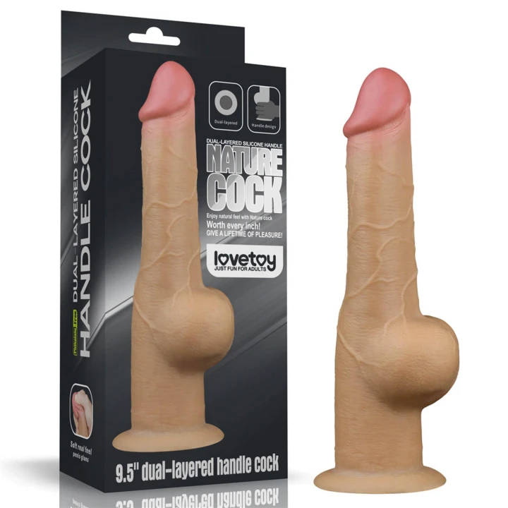 Dildo silikonowe 24 cm z uchwytem, realistyczne, teksturowane, przyssawka 7,9 cm