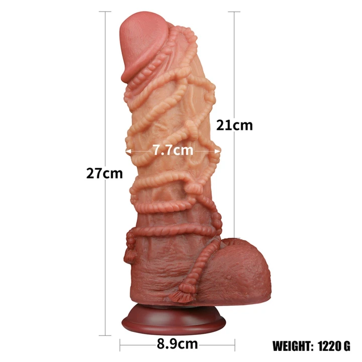 Dildo silikonowe 10,5'' z przyssawką, podwójne, realistyczne, Platinum Silicone