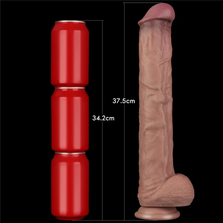 Dildo silikonowe 14,5'' z elastycznym rdzeniem XXL, hiperrealistyczne detale
