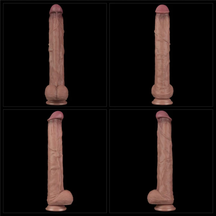 Dildo silikonowe 14,5'' z elastycznym rdzeniem XXL, hiperrealistyczne detale