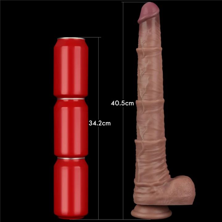 Dildo silikonowe 16'' z podwójną warstwą, elastyczne XXL, wibrujące, naturalny dotyk