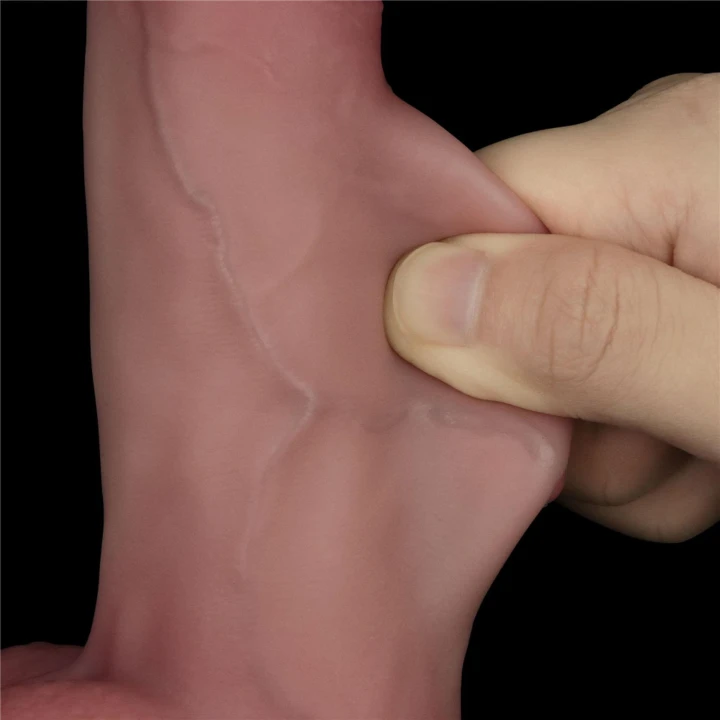 Dwuwarstwowe silikonowe dildo wibracyjne 20 cm z pilotem, wodoodporne, 10 trybów wibracji