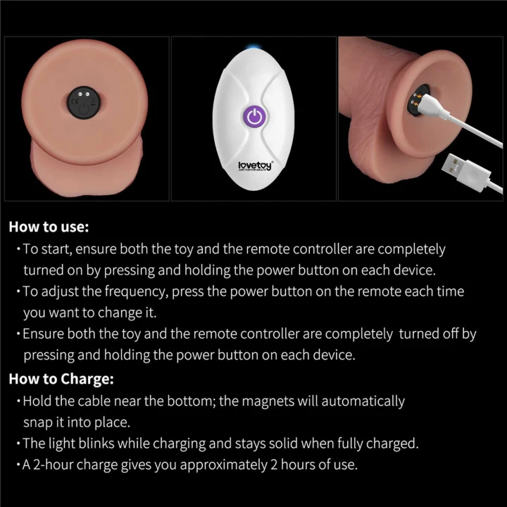Wibracyjny dong silikonowy Pro II, 10 trybów, wodoodporny, z pilotem, 21,6 cm